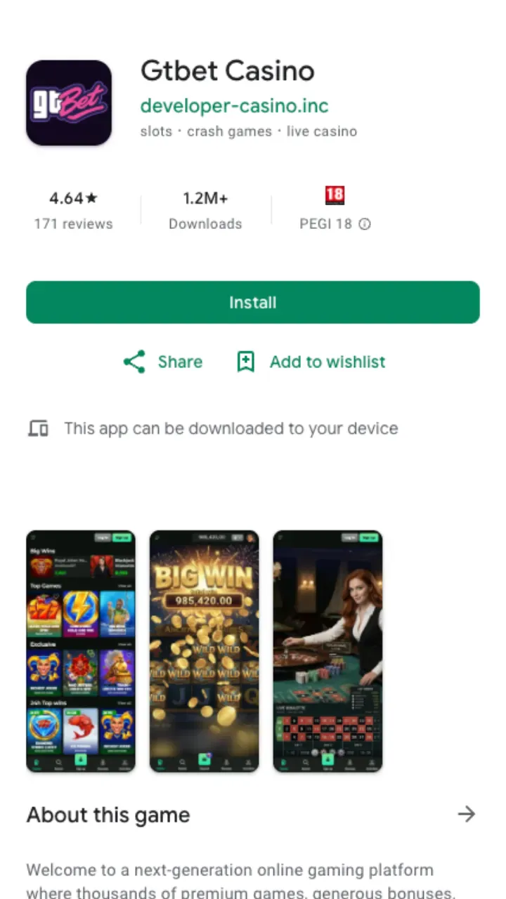Gtbet Casino app